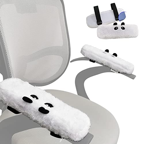 pandaonly 2Pack Plüsch Panda Stuhl Armlehne Pads,Memory Foam Cute Stuhl Armlehne Kissen mit Klettverschluss,Verstellbare ergonomische Ellbogen Unterstützung Dekompression für Büro Gaming