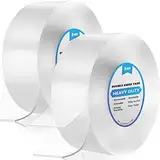 6m Doppelseitiges Klebeband Extra Stark Transparent, 2 Rollen Nano Double Sided Tape, Abnehmbar Spurlos Klebeband Doppelseitig Dünn für Teppich, Foto Wand, Küche, Zuhause, Auto oder Outdoor