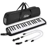 Eastar Melodica 37 Key Klavierstil Melodica Instrument für Kinder und Anfänger mit Mundstücken, Tragetasche, Schwarz