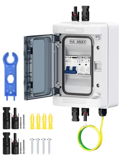 DIHOOL DC überspannungsschutz PV Anlage Solar Anschlusskasten für 2 * 600W Solarmodule Balkonkraftwerk, DC Trennschalter 40A 1000V