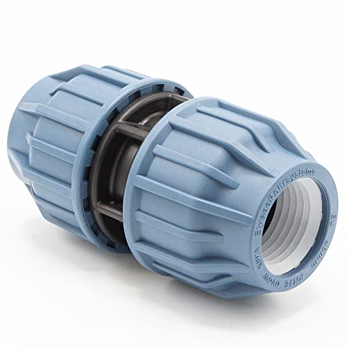 PP Kupplung I Durchgangsmuffe l 40 mm I Klemmverbinder mit 2 Anschlüssen I Klemmverschraubung I Klebe- Flexschlauchverbinder I Pool-Zubehör I Garten-Bewässerung I Druckleitung I bm304