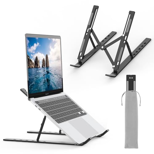 GRIFEMA GB1054B Laptop ständer für Schreibtisch, Höhenverstellbarer Laptop Riser, Tragbarer LaptopStänder mit 6 Neigungsverstellungen für 10"-17,3" Laptops und Tablets - Schwarz