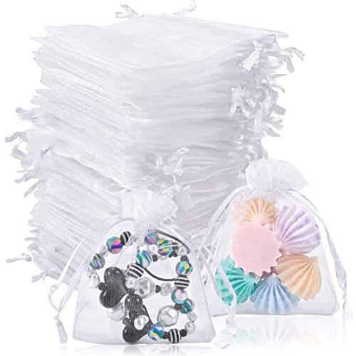 Jewan 100 Stück Organzasäckchen 7x9 cm, Kleine Säckchen zum Befüllen Geschenkbeutel Geschenksäckchen Organza Schmuck Säckchen Hochzeit Bonbonsbeutel Schmuckbeutel Für Hochzeitsbevorzugung