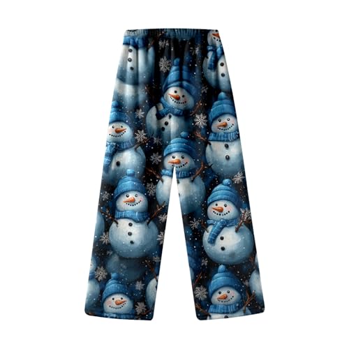 Schlafanzug Hosen Mädchen Weihnachts Kawaii Schlafhose Flauschig Elastische Taille Lustige Kuschelhose Thermohose Weich Bequeme Atmungsaktiv Christmas Hose Weihnachten Geschenk