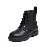 DREAM PAIRS Jungen Mädchen Stiefel Klassische Stiefel für Kinder Herbst fashion Schnürstiefel Winterstiefel mittelere Stiefel Schwarz PU 36 KBO211