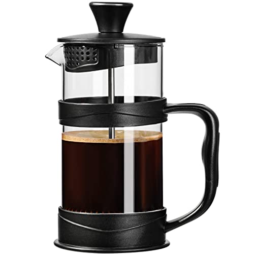 ParaCity French Press Kaffeebereiter 350ml, Kaffeepresse aus Edelstahlfilter und hitzebeständigem Glas, Kaltbrüh-Kaffeemaschine, gut als Geschenk für Reisen und Zuhause (Schwarz)