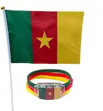 Leuchtendes Armband und Miniatur Flagge in den Farben Kamerun