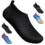 WateLves Wasserschuhe für Damen Herren Kinder Unisex Badeschuhe Schwimmschuhe Strandschuhe Schnelltrockend Aquaschuhe Surfschuhe Barfuss Schuhe Tw Schwarz 42/43 EU