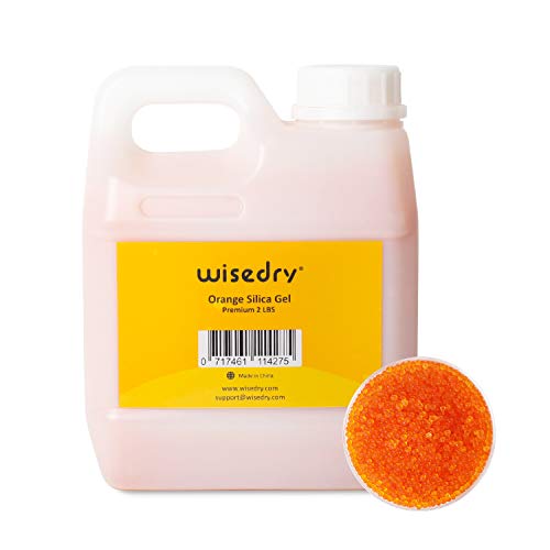 wisedry Kieselgel-Trockenmittelperlen, wiederverwendbar, mit Farbanzeige, Orange bis Grün,0.9KG[2 LBS], Perlengröße 2–4 mm, wiederaufladbar, lebensmittelecht