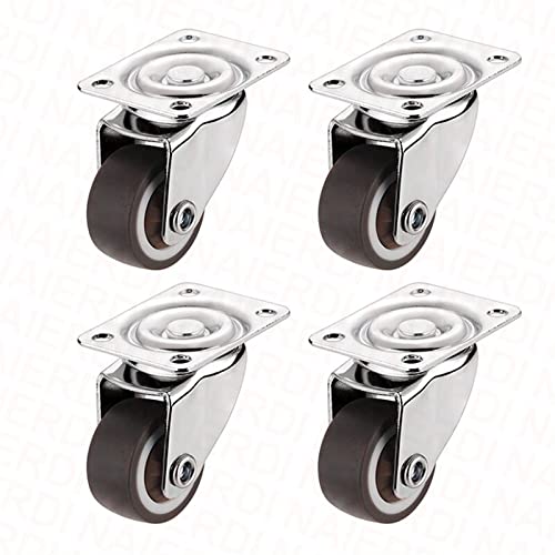 4PCS Furniture Casters Wheels TPR Soft Swivel Caster Silver Roller Wheel with Brake for Platform Trolley Chair (Color : 4pcs Without Brake, Size : 1.5 Inch)