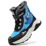 Kinder Winterschuhe Wanderschuhe Jungen Schneestiefel Warmfutter Mädchen Outdoor Trekking Winterstiefel rutschfeste Mid Baumwollschuhe Blau gr 38