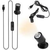 2 Stück Mini LED Spot Licht, 5V 3W USB Scheinwerfer 360° Schwenkbar Aluminium Spotlight,Klein LED Scheinwerfer,Mini led spot für Schrank, Flur, Galerien, Geschäfte, Schmuckschrank