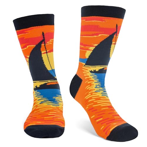 Lavley Sea Den Tag Socken Lustiges Segeln Geschenk für Männer und Frauen