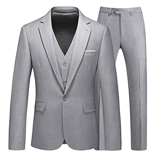 KUDMOL Herren 3-Stücke Anzug Business EIN Knopf Smoking Anzug für Männer Smoking Klassische Blazer Weste Hosen Set