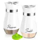 UDQYQ Edelstahl Salz- und Pfefferstreuer Set mit Glasflasche, Gewürzspender Küchenzubehör für Haus, Küche, Restaurant, Esstisch (Weiß)