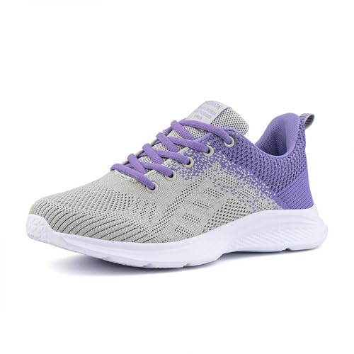 Hitmars Laufschuhe Damen Turnschuhe Sportschuhe Sneaker Dämpfung Joggingschuhe Frauen Leichte Straßenlaufschuhe mit Luftkissen 3 Lila 39