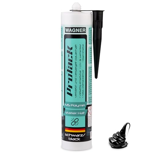 Wagner ProTack MS Montagekleber schwarz 310 ml Kartusche | dauerelastischer Haftkleber und belastbarer Kleb- und Dichtstoff | Für Unterwasserkleber für Kunststoffe, Glas, Metall, Holz, Stein, Pool