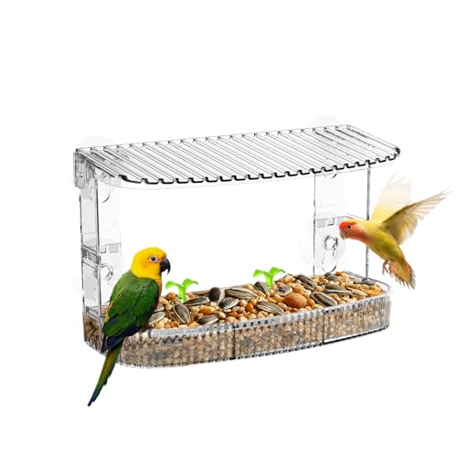 Vogelhaus Fenster, Fenstervogelfutterhaus für Draußen Transparentes Wildvogelhaus ohne Spuren für Garten, Hof, Senioren und Kinder zum Beobachten (Saugnapf + Selbstklebende Haken)