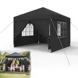 YRHome Pavillon 3x3 m Partyzelt Zelt Stabil Wasserdicht Winterfest UV-Schutz Gartenpavillon Festzelt Bierzelt Camping Zelt mit Seitenteilen & Fenstern für Garten und Camping,Anthrazit