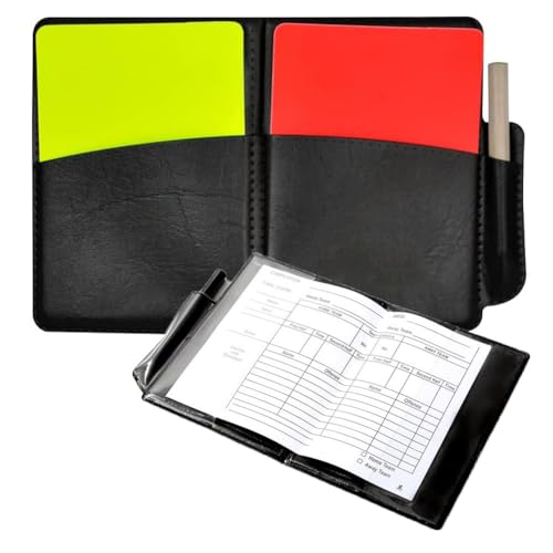 FRXVUC Fußball Sport Schiedsrichter Karten-Set mit PCV Rote Karte Gelbe Karte, Scorebooks, Stiftezubehör und Tasche, Perfekt Für FußBallspiel Schulsport