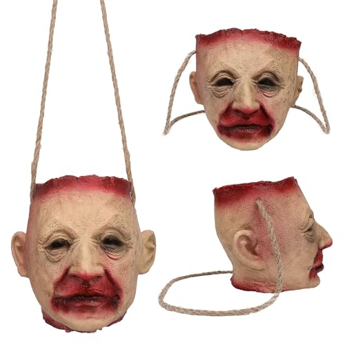 Halloween Gruseliger Kopf Süßigkeiten Tragetasche mit Griff Trick or Treat Zombie Kopf Süßigkeiten Tasche Blutige Latex Requisite Horror Dekor