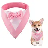 Hundesmoking, Hundehochzeit Bandana Kragen mit Fliege Hundekostüme kleine Hunde Hundesmoking für kleine Hunde Hundeanzug Kostüm für Hunde Hochzeit, Verlobung, und Geburtstag (Hals:20-30cm/Pink)