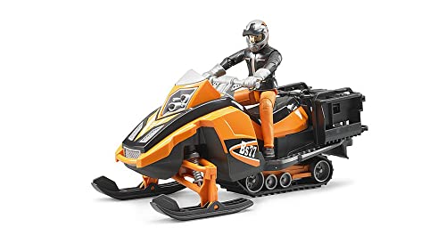 bruder 63101 - Snowmobil mit Fahrer und Ausstattung - 1:16 Pisten-Fahrzeug Winterdienst Rettungsdienst Schneemobil Pistenraupe Schneeraupe Zubehör bworld