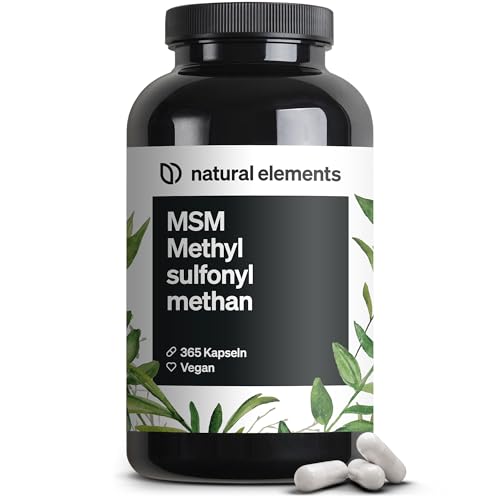 MSM Kapseln - 365 vegane Kapseln - Laborgeprüfte 1600mg Methylsulfonylmethan (MSM) Pulver pro Tagesdosis - Ohne Magnesiumstearat, hochdosiert und in Deutschland produziert