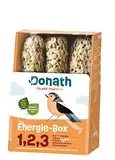 Donath Energie-Box 1,2,3-3 Nusstangen (3 x 120g) - traditionell in feinstes Rinderfett getaucht - Ganzjahres Wildvogelfutter mit kraftspendendem Fett - aus unserer Manufaktur in Süddeutschland