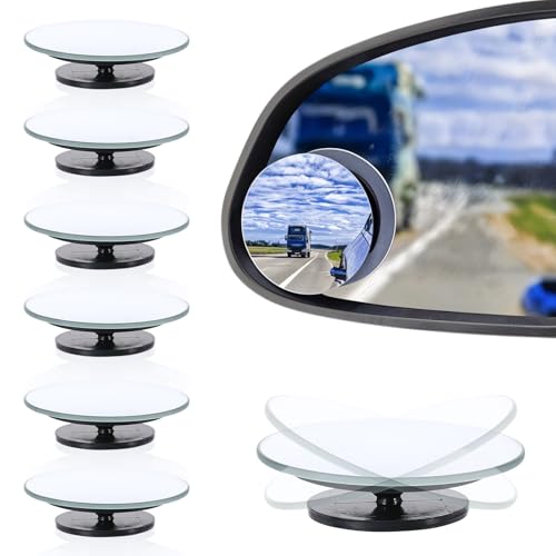 Tucnoeu 6 Stück Toter Winkel Spiegel Auto - Toter Winkel Assistent Zusatzspiegel Auto Außen, 360° Drehbar, High-Definition-Glas, Wasserdicht, für Autos, SUVs und LKWs