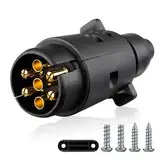 GEARMONSTER 7 Poliger Anhänger Stecker, 12V Anhängerstecker mit Wasserfester Dichtung, 7 polige Stecker für PKW, LKW, Anhänger, Wohnmobil, Autos, Boote und Wohnwagen