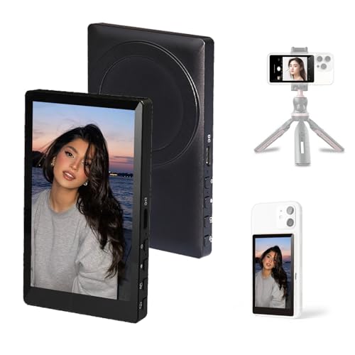 Ailan Vlog Selfie Monitor, kabellose magnetische Handyhalterung mit Clip für iPhone/Android mit Bluetooth Fernbedienung für Selfie Vlogging oder Livestreaming,Schwarz