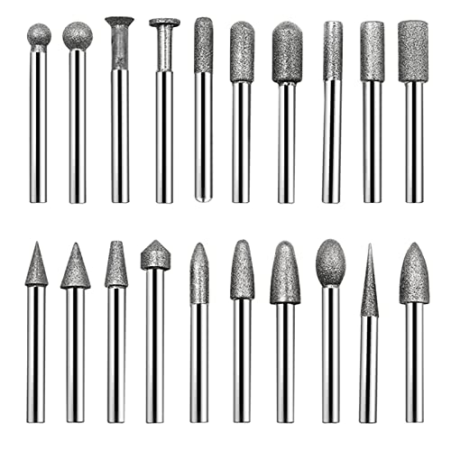 QUEENYARD 20-teiliges Zubehör Schleifköpfe Bohrer-Bit-Set für Drehwerkzeug, Schleifzubehör, 6 mm Schaft