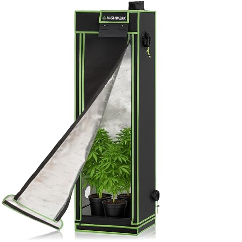HIGHWERK Growzelt 40 x 40 x 120 cm | Indoor Grow Tent für Pflanzenzucht | schwarz grün | Growbox, Homegrow, Growschrank | Zuchtzelt, Pflanzenzelt, Anzuchtzelt, Gewächshaus, Indoor Garden