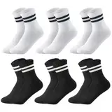 Utensilsto 6 Paar Kinder Sportsocken Tennissocken Socken Kinder Baumwolle Socken für Jungen Mädchen (schwarz, weiß)