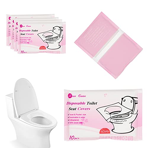 60 Stück Einweg Toilettensitzbezug, Spülbare Papier WC Auflagen Toilettensitzbezüge für Kinder und Erwachsene, öffentlichen Toilettenbezüge WC-Sitz Matte Toilettenpapier Pad