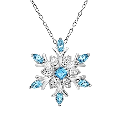 IUDWCG 1 Stück blaue Schneeflocke natürlichen Edelstein Kristall Anhänger Halskette, natürliche Edelstein-Schmuck, hypoallergen Halskette Silber Halskette, Frauen Mädchen Urlaub Geburtstag Geschenk