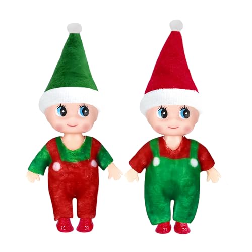 2 Stück Weihnachtselfen Puppe für Jungen Mädchen Kinder,Santa Mini Elfen Weihnachtspuppen Tiny Baby Elf Puppe,Weihnachts Kleine Elf Figuren Baby Elfen Puppe Geschenk für Weihnachtsstrümpfe Stuffers