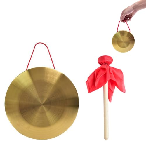 Hand Gong Becken, Gong mit Schlägel, Messing Gong, Gong mit Trommelschlägel, Percussion Instrument, Tragbare, für Kirchenoper, Orchester, Durchmesser 15 cm, mit Gonghammer