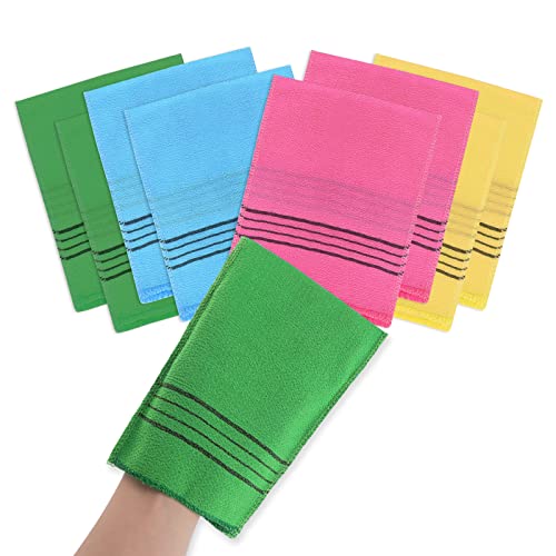 Molain 8Pcs Asiatischer Peeling-Waschlappen Peelinghandschuhe Große Korean Peeling Mitt Wiederverwendbare Viskose Rayon Duschtuch Körperpeeling Badeschwämme