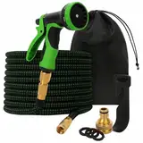 Flexibler Gartenschlauch 45 m – dehnbarer Schlauch mit Spritzpistole, Halter & Aufbewahrungstasche – knickfest, platzsparend – für Garten & Terrasse