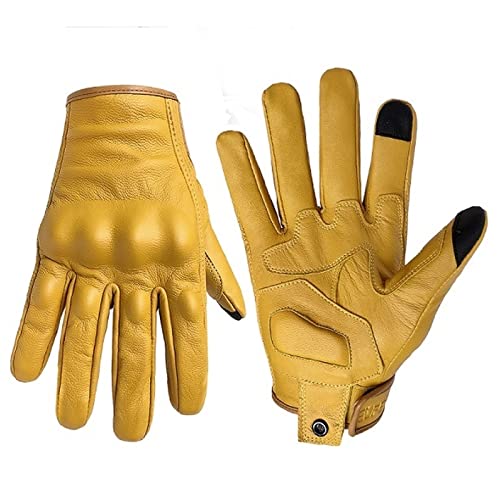 Motorradhandschuhe for Damen Motorradhandschuhe Touchscreen Leder Gelb Taktikhandschuh Herren Damen Fahrrad Radfahren Vollfinger Motorrad Motor Motocross Motorradhandschuhe for Herren Motorrad-Handsch