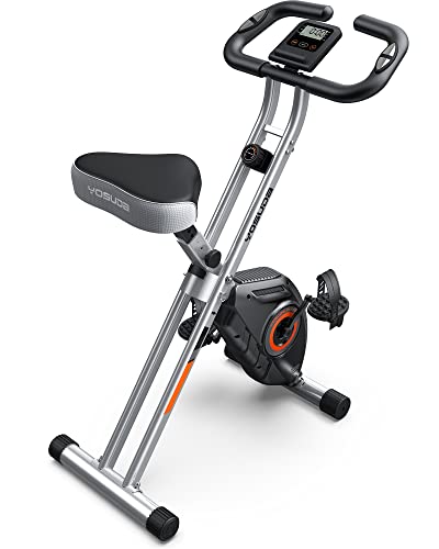 YOSUDA Heimtrainer Fahrrad Klappbar, Faltbares Heimtrainer 150kg Belastbar, Platzsparendes Heimtrainer mit Integriertes Widerstandsband, 8 Magnetische Widerstandsstufen (2 IN 1)