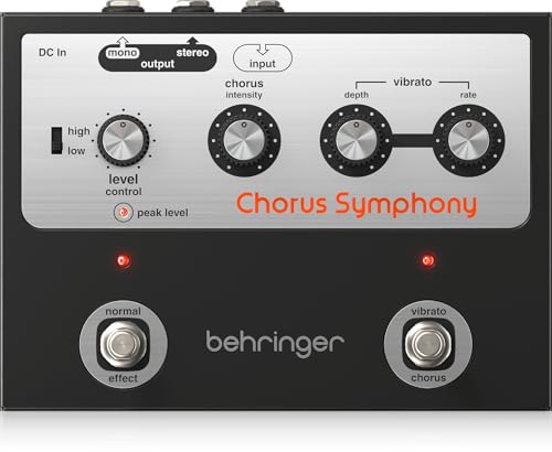 Behringer CHORUS SYMPHONY Vintage '70s Modulation Pedal mit BBD Chorus und Vibrato Modi, Variablem Eingangsbereich und Breitem 3D Stereo Effekt