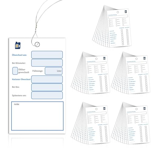 HENGBIRD öLwechselzettel öLzettel mit Draht öLwechsel AnhäNger öLwechsel Aufkleber Service Aufkleber 6 x10cm Service Aufkleber Kfz 10 Stück