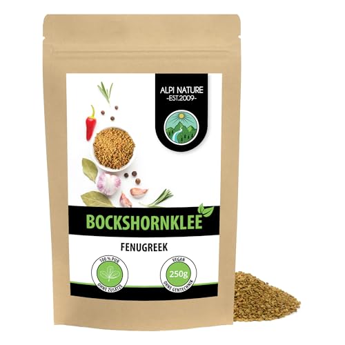 Bockshornklee Samen ganz (250g), 100% naturrein, Bockshornkleesaat natürlich ohne Zusätze, vegan, Bockshornkleesamen