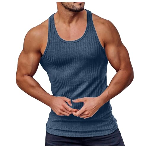 Tanktop Herren einfarbig, Tank Shirt Herren Weiß, Ärmelloser Muskelshirt Unterhemd Für Training Gym Fitness & Bodybuilding Funktionsshirt Mit Rundhals-Ausschnitt Luftdurchlässig Achselshirts 2024