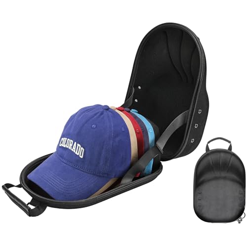 ProCase Baseball Cap Case, Hut Reise Organizer Hat Carrier Aufbewahrungstasche für 4-5 Caps, Huthalter Hutaufbewahrung mit verstellbarem Schulterriemen und Tragegriff Cap Halterung Box Holder -Schwarz