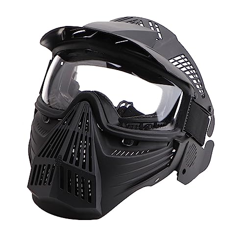 ACEXIER Outdoor-Ausrüstung Vollgesichtsschutz CS Paintball-Maske Feld-Dosen-Beschattung PC-Linse Reiten Airsoft Taktischer Helm (Black)