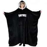 Fortnite Oversized Hoodie Decke zum Anziehen für Jungs & Teenager 14+ Extra Lange Fleece Tragbare Kuscheldecke, Gamer Geschenk (Schwarz Lang)